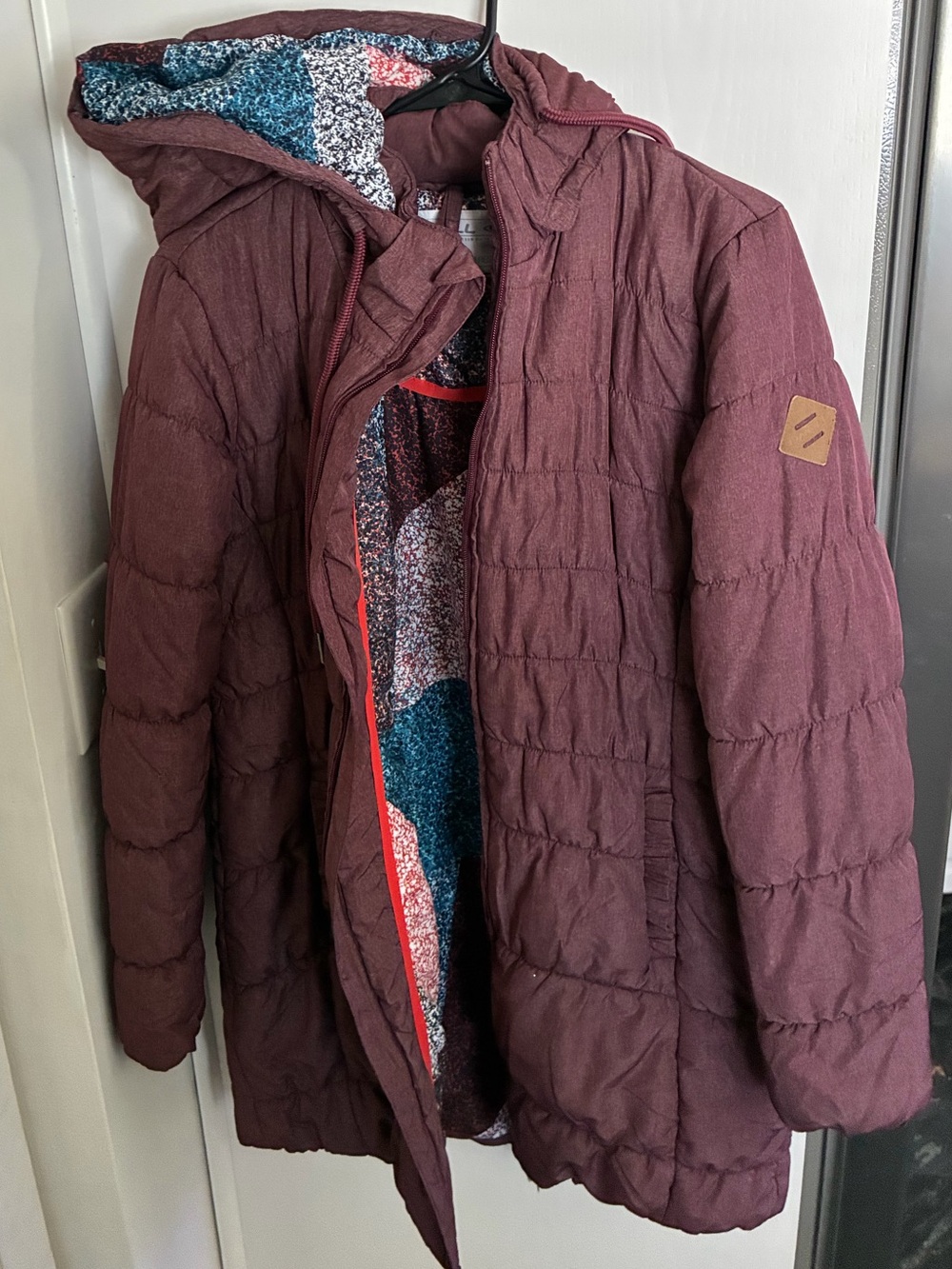 O'Neill Adventure Series Hooded Coat Maroon with Patterned Lining